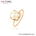 15438 xuping último diseño de oro romántico perla de agua dulce magnífico 18k anillo chapado en oro para el regalo de vacaciones de la boda